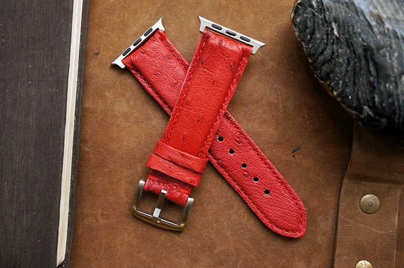 Handmade Ostrich Belly Strap 1 incl. Lugs Adapter + Buckle for Apple Watch Series 1 2 3 4 – image 2